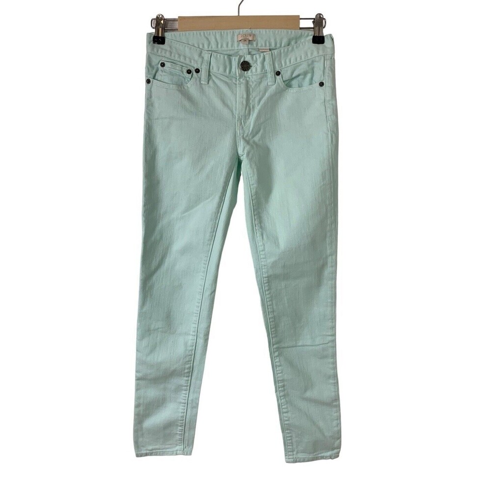 J. Crew Skinny Jeans Women's Size 24 Mint Green Light Denim Ankle Length A2484